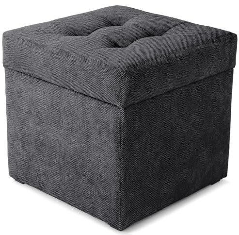 MG Design Polsterhocker 45 x 45 cm Grau mit Stauraum (ca. 50 l), Tragkraft bis zu 300 kg, ohne Montage und leicht zu reinigen, stabil – für Wohnzimmer, Schlafzimmer und Flur.