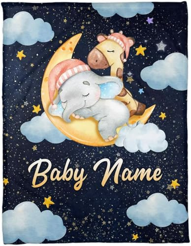 PLYIHE Baby-Decke mit Name und Geburtsdatum,Baby kuscheldecke Kinder mit Namen,kuschelig weich Fleecedecke Geschenk zur Taufe Geburt für Neugeboren Mädchen Junge
