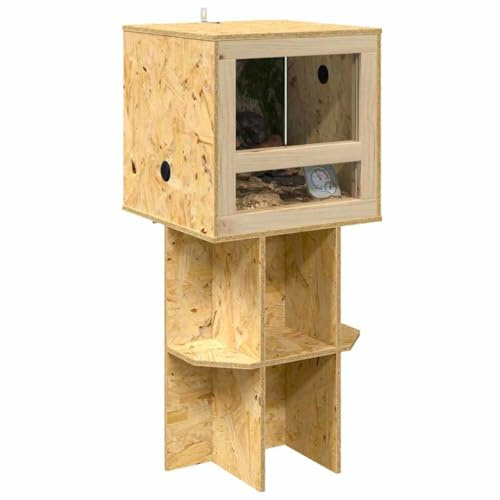 vidaXL Terrario Marrón 40 x 40 x 90 cm OSB, Hogar para Mascotas, terrario Cuadrado, Jaula de Madera rústica, Acuario de Vidrio, condominio de Reptiles