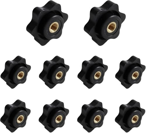 10 PCS M6 Star Knob Nuts - Plastic Wing Nut Replacement - Hand Tightening Thumb Nuts for Machinery Furniture Fitness Equipment (Black)