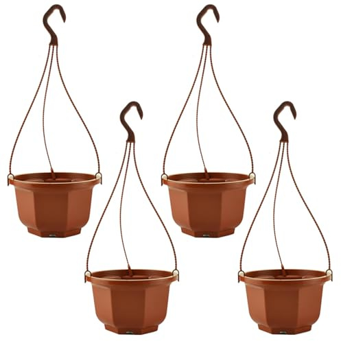 Otbushit Confezione da 4 cestini per orchidee sospesi in plastica con ganci, cestini sospesi ottagonali per piante da esterno e interno, giardino, portico, decorazione per balcone