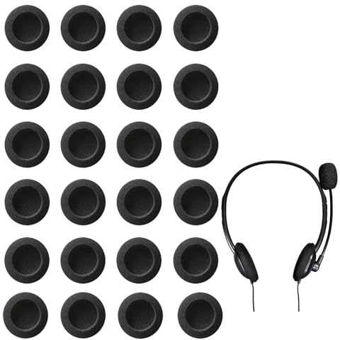 AUGTYRLV 24 Almohadillas para Auriculares de Audio 5 cm, Fundas Elásticas de Repuesto de Espuma, Earpads Universales para Cascos de Audio, Almohadillas Cojínes Oído Accesorios para Auriculares Negros