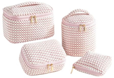 Lot de 4 trousses de toilette portables avec fermeture éclair - 4 tailles - Multifonction - Pour femme - Grande capacité, 1 pièce
