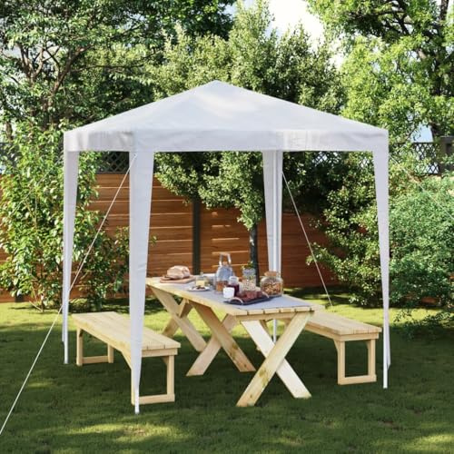 Tonture Gazebo per feste, 2 x 2 m, bianco, tenda da giardino impermeabile con protezione UV, pieghevole e stabile, tettoia per esterni, terrazza, campeggio, protezione dalla pioggia e protezione