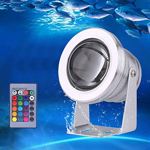 Lámpara Subacuática, LED Luz Subacuática con Control Remoto IP67 Impermeable llevó la Luz Subacuática Flood Para Paisaje fuente del estanque de la piscina de iluminación (12V 10W,Blanco