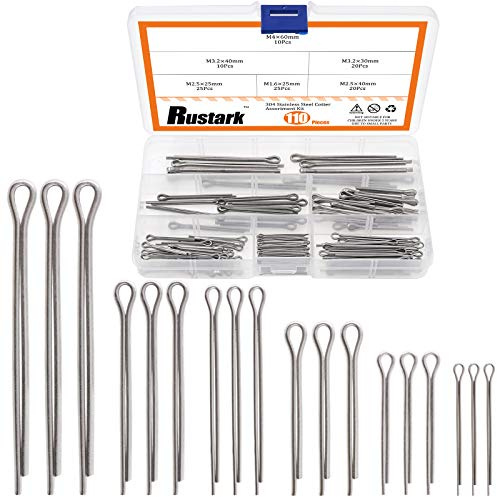Rustark 110 Stück 6 Größen 304 Edelstahl Splint-Clip Schlüssel-Befestigung-Sortiment-Set für Automobil-Mechaniker, kleine Motor