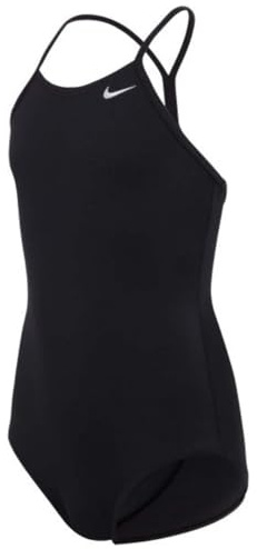 Nike Swim Big Girl's Racerback One Piece Swimsuit Swimwear, Black 1, XS