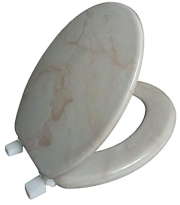 J&V Textiles Round Toilet Seat With Easy Clean & Change Hinge (Beige)*