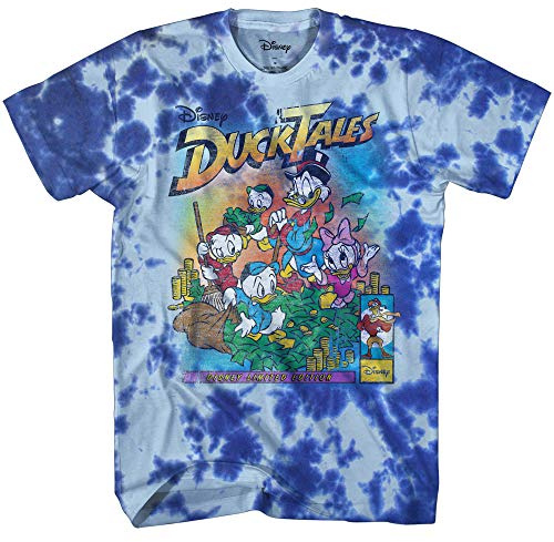 Disney Ducktales Limited Edition Adult Men's Tshirt (Blue Tie Dye, Medium)
