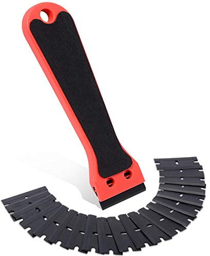 FOSHIO 1PCS Plastique Grattoir à en Plastique Grattoir Pratique Grattoir pour rasoir avec poignée en EVA, 20 lames de Plastique pour racler la peinture et autocollant