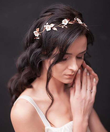 Unicra Silber Hochzeit Haarschmuck Braut Haarband Blume Haarschmuck für Braut und Mädchen