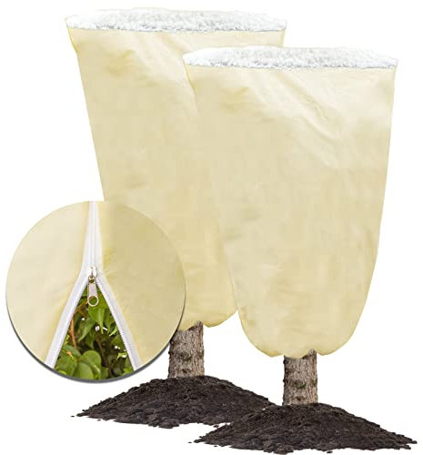 MIXC 2 Packs Plant Fleece Frost Protection Covers, 120x180 CM Garden Fleece Frost Protection with Zipper, Frost Protection for Outdoor Plants Potted Fruit Trees