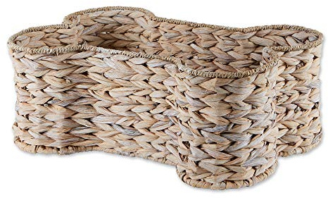 Bone Dry Pet Storage Collection Panier à jouets en forme d'os en jacinthe Blanc délavé Taille L