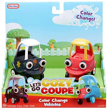 Little Tikes Let’s Go Cozy Coupe - 2 Mini Colour Change Vehicles For Tabletop & Floor Push Play - Includes 2 Cars & Colour Change Effects - Suitable For Toddlers From 3 Years(Assorted colors)