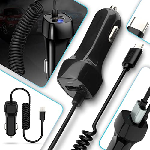 Auto Ladekabel für alle Smartphones Tablet Handy USB Typ C Kfz Ladegerät Universal Lade Car Kabel 15W, Farbe:Schwarz