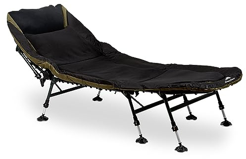 CampFeuer Chaise Longue pour pêche à la Carpe XXL 210 x 85 x 45-60 cm | Chaise de pêche Longue avec 8 Pieds à Hauteur réglable | Chaise Pliable, Confortable, rembourré pour pêche à la Carpe