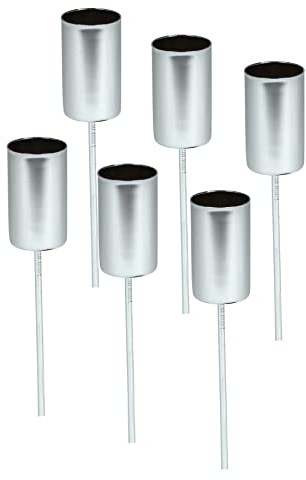 Kerzenpick für Stabkerzen 6er Set - Silber - Kerzenhalter für Tafelkerzen - Kerzen Stecker für Advents und Weihnachts Gesteck