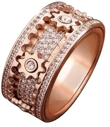 Anti Angst Spinner Ring, Anti Stress Ringe Drehbar Damen, Diamant Gear Fidget Ring Frauen, Hochwertig Ehering Partnerringe Verlobungsringe mit Geschenkebox, Zappelringe Gegen Nervosität