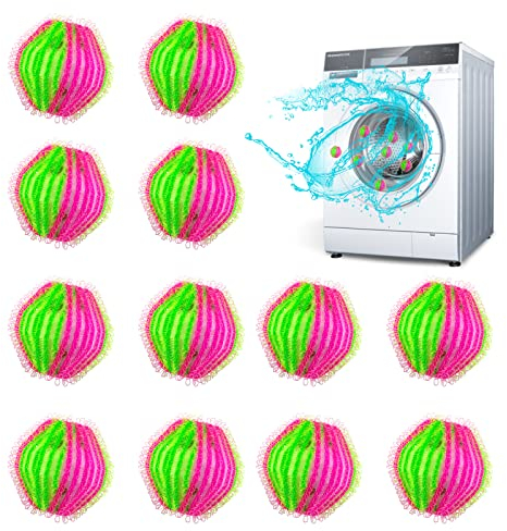 FuninCrea 12 Pcs Nylon Washing Balls, Reusable Washing Machine Lint Filters Anti-winding Floating Pet Hair Remover Washing Machines Pet Hair Catcher Balls for Laundry (01#)