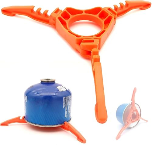 UICCVOKK Foldable Gas Canister Holder - Stabilising Stand for Outdoor Camping & Hiking (Orange)
