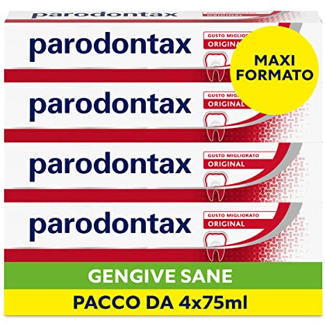 Parodontax Dentifricio Original, per Gengive Sane e Denti Forti, Uso Quotidiano, Alito Fresco, Gusto Migliorato, 4 x 75ml
