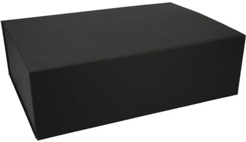 ideas in boxes Premium Geschenkbox mit Deckel, faltbar, Geschenkkarton, Magnetbox, Geschenkverpackung für Weihnachten & Geburtstag, Magnetfaltbox, Schwarz matt Naturpapier, 38x28x12cm