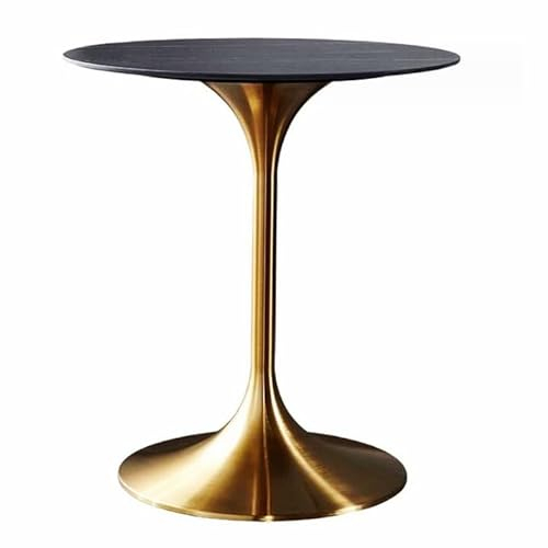 JHAISMAO Esstisch Modern Granit Tischplatte Metallfuß Sockeltisch Tulpen-Tisch Rund Küchentisch Für 2-4 Personen Kleiner Raum Zu Hause End-Tisch Freizeit Couchtisch(Size:60cm)
