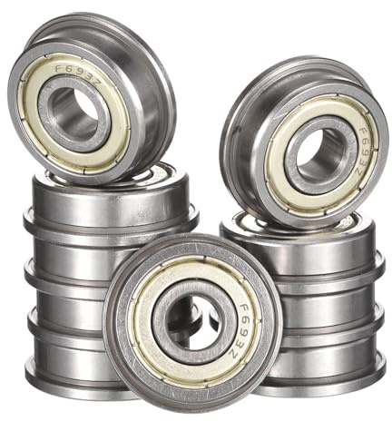 HiPicco F693ZZ Flanged Ball Bearing, ID 3mm x OD 8mm x Width 4mm Miniature Bearings, Double Metal Shielded Deep Groove Bearings, Pre-Lubricated (GCr15) Chrome Steel 10pcs
