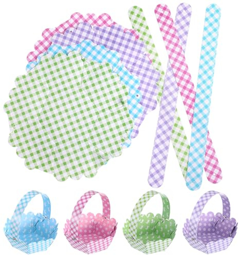 ABOOFAN Sacchetti Per Cestini Di Pasqua Cestini Per Uova Di Pasqua In Carta Fai Da Te 12 Mini Scatole Per Dolcetti Sacchetti Per Bomboniere Scozzesi Con Manico Per Bambini Pulcini Di