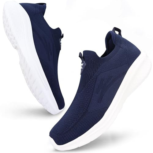 Giniros Zapatillas Slip On Running Hombre Zapatos Deporte Correr Jogging Caminar Bambas Deportivas Hombre Casual Gimnasio Fitness Gym Atlético Trekking Tenis Transpirables Sneakers, Azul Oscuro 42EU