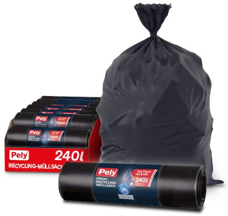 Pely Müllsäcke 240 Liter (6 x 8 Stück) – Robuste Abfallsäcke für professionelle Entsorgung, ideal für Garten, Gewerbe und Baustellen, XXL Vorteilspack