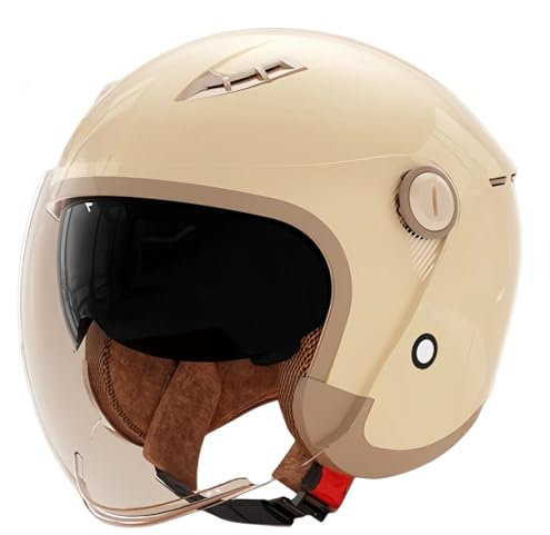 3/4 Motorradhelm, Offener Helm, Motorrad-Halbhelm Mit Sonnenblende, Retro-Vintage-Stil, Jet-Helm Für Männer Und Frauen, Motorrad-Sturzhelm, ECE-Geprüft C,S/(55~56cm)