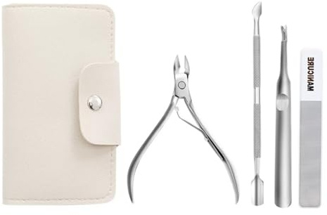 Pack of 4 Cuticle Remover Tool, Stainless Steel Cuticle Cutter, Pusher, Nippers and Glue Remover, Professional Manicure Kit for Home and Salon Use