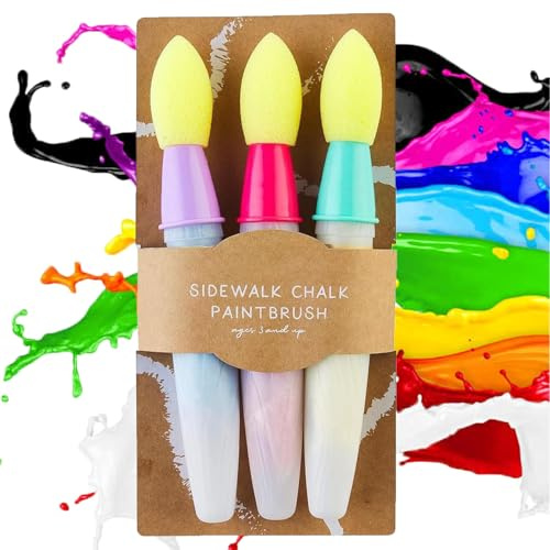 Gessetti da Marciapiede, Sidewalk Chalk Paint Brush, Gessetti Lavabili per Marciapiede, per Scuole, Giochi d'arte all'aperto, Pittura su Lavagna, Lavagna e Parco Giochi (Colore)