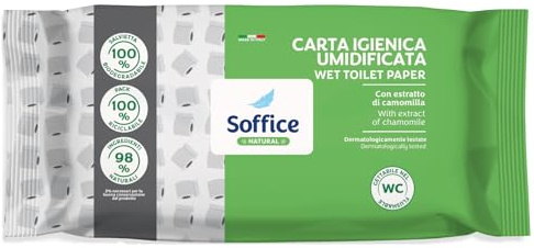 Soffice Natural Carta Igienica Umidificata, Detergono Rinfrescano e Profumano - 12 Confezioni da 80 pz