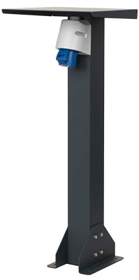 KREAINVENT Standfuß aus Aluminium mit außensteckdose. Hochwertiger Steckdosensäule. Steckdose für aussen mit standfuß (CEE 1F, 16A, 3,7kW)