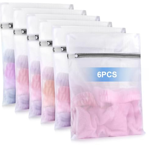 6 Pcs Laundry Bag, 12“x16”Mesh Laundry Bags for Delicates, Garment Gag for Washing Machine, for Daily Organization Travel Packing Wvzedm