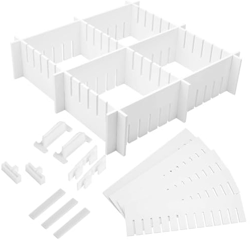 Didiseaon Cloison pour Tiroir Réglable en Pp, Lot de 34 Pièces, Séparateur de Tiroir Multifonctionnel, Assemblage, Bords Arrondis Maison