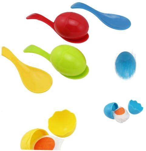 CORHAD Balance Running Race Egg and Spoon Game Set for Plastic Spoons with Simulated Yolk Outdoor Family Party for Easter School and Holiday Fun