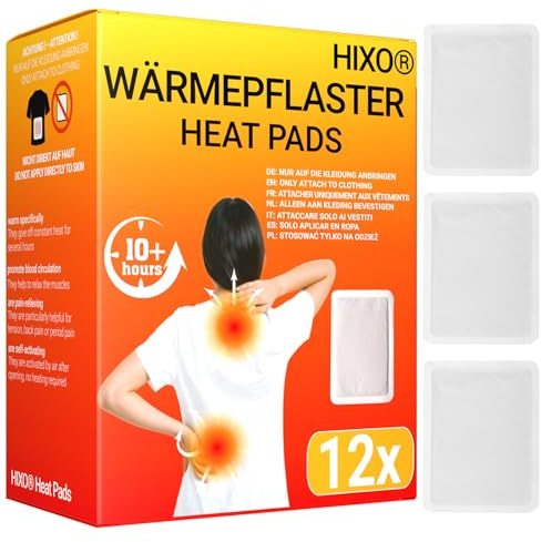 12 x värmeplåster – upp till 12 timmars värme | stöd för smärta och spänningar | Värmekuddar för användning på kläder – perfekt för utomhus, sport och vinterdagar