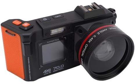 Tosuny 4K 70MP Digital Camera, WiFi DSLR Camera with Double Screen, 50X Digital Zoom, Auto Focus, F1.8 Aperture, Flash, Hot Shoe Interface, for Photography, Travel (Black)