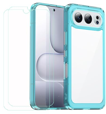 GYDQQKJ Funda para Honor 500 Pro + 2 Piezas Vidrio Protector de Pantalla Cristal Templado Film, Translúcido Azul Suave TPU Silicona Cover Carcasa Caso Case para Honor 500 Pro (6.55)