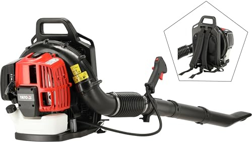 Yato Benzin Rucksack‑Laubbläser, 1,45 kW Leistung, 280 km/h Luftstrom, 890 m³/min Volumen – Profi Grünflächenpflege Laubsauger