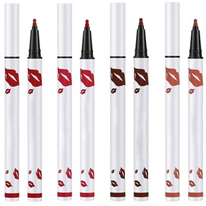 4 Pièces Feutre A Levre Crayon A Levre Contour Levres Permanent Crayon À Lèvres Longue Tenue Feutre À Lèvres Mat Sans Transfert Double Fonction Plusieurs Couleurs Disponibles Haute Couvrance Portable
