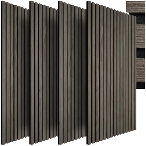 tectake® Akustikpaneele Echtholzfurnier, effektiver Schallschutz, 4er Set MDF, Schallschutzpaneele, Wandpaneele, Akustikplatten, Schalldämmung, Wandverkleidung, Schallabsorber - Eiche grau