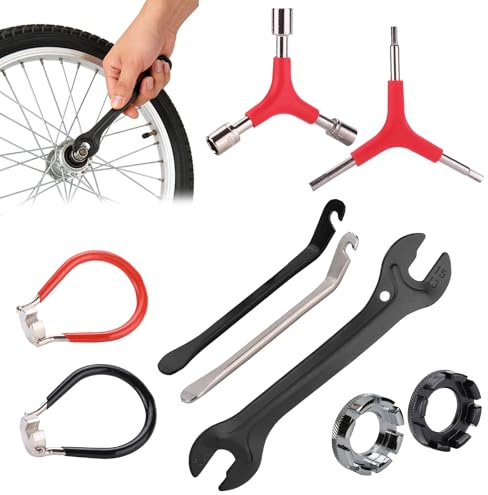 XIAOjlHONG 9 Stück Fahrradspeichen Werkzeugsatz, Y förmigen Inbusschlüssel | Speichenschlüssel, mit Speichenspanner Nippelspanner Steckschlüssel Fahrrad Werkzeug Set