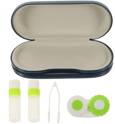 MAGICLULU 1set Custodia Portatile Doppio per Occhiali e Lenti Contatto Leggera e Resistente Organizer Compatto da Viaggio per Occhiali e Accessori Protezione Anti-perdita con Materiale Pu