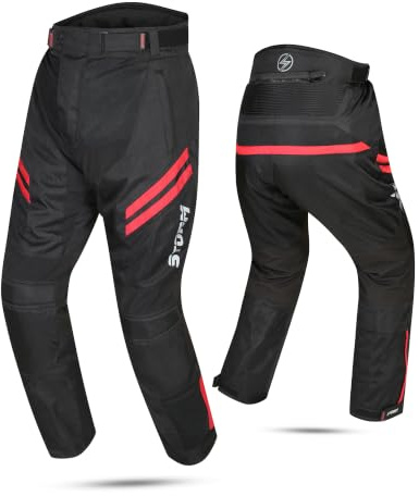 STORM Pantalon de moto d'été pour homme avec protections homologuées CE – Pantalon en maille respirante avec protections amovibles au niveau des genoux et des hanches