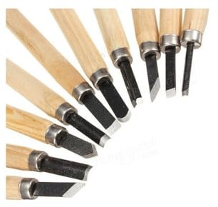 TrAdE Shop Traesio Set 10 PZ. SCALPELLI SCALPELLO Mini con Manico in Legno Acciaio per Scultura Intaglio TRUMENTI Taglio SCOLPIRE