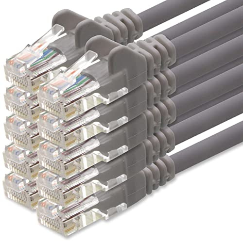 1aTTack.de Netzwerkkabel Cat.6 - grau - 10x - 10m - (Set) - CAT6 Ethernet Kabel Lankabel 1000 Mbits Patchkabel
